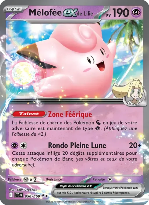 Carte Pokémon Mélofée-ex de Lilie 056/159 Double rare Aventures Ensemble