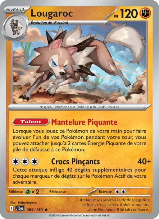 Carte Pokémon Lougaroc 085/159 Rare Aventures Ensemble