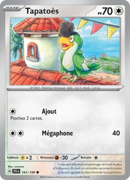 Carte Pokémon Tapatoès 141/159 Commune Aventures Ensemble