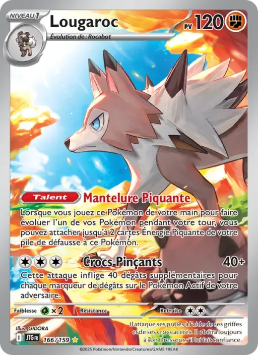 Carte Pokémon Lougaroc 166/159 Illustration rare Aventures Ensemble