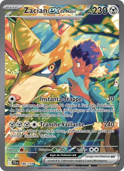 Carte Pokémon Zacian-ex de Nabil 186/159 Illustration spéciale rare Aventures Ensemble