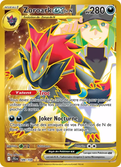 Carte Pokémon Zoroark-ex de N 189/159 Hyper rare Aventures Ensemble