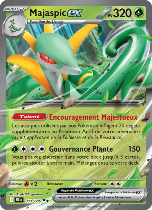 Carte Pokémon Majaspic-ex 003/086 Double rare Foudre Noire