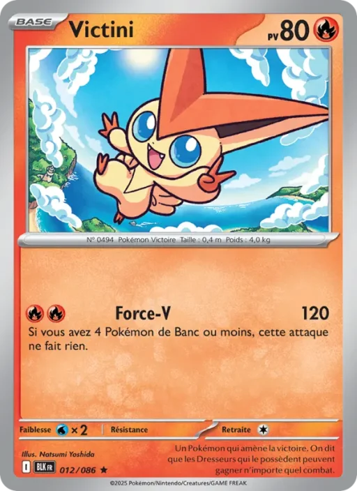 Carte Pokémon Victini 012/086 Rare Foudre Noire