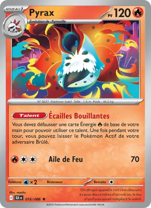 Carte Pokémon Pyrax 016/086 Rare Foudre Noire