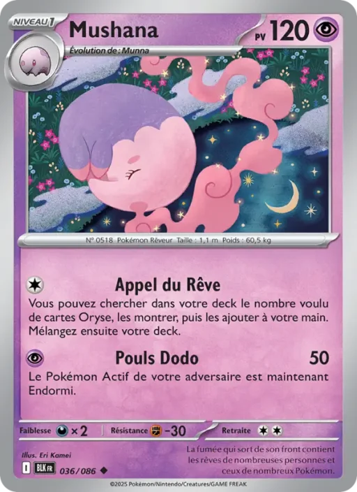 Carte Pokémon Mushana 036/086 Peu Commune Foudre Noire