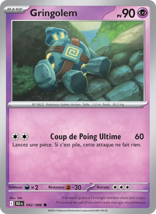 Carte Pokémon Gringolem 042/086 Commune Foudre Noire