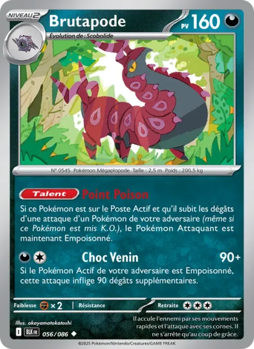 Carte Pokémon Brutapode 056/086 Peu Commune Foudre Noire