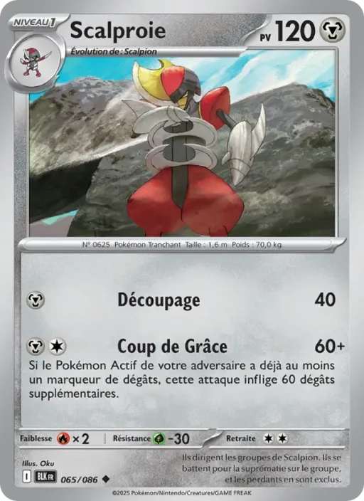 Carte Pokémon Scalproie 065/086 Peu Commune Foudre Noire