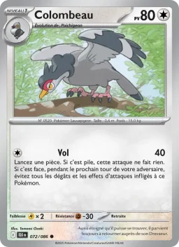 Carte Pokemon Colombeau #072