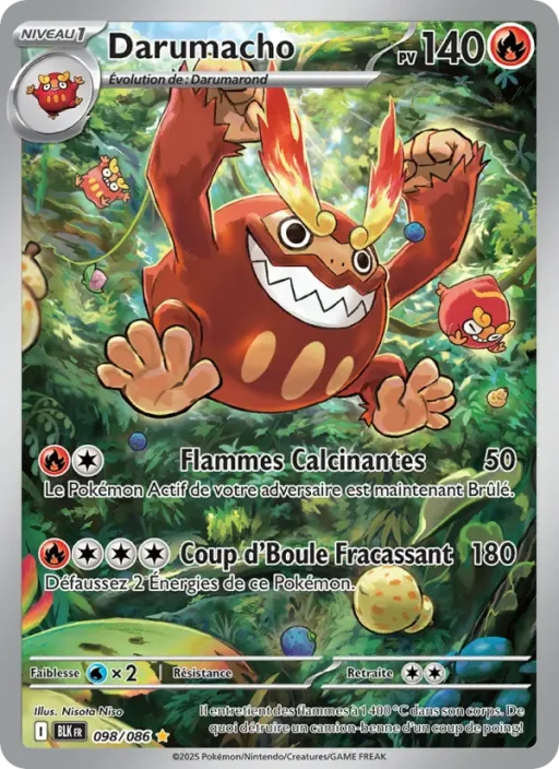 Carte Pokémon Darumacho 098/086 Illustration rare Foudre Noire
