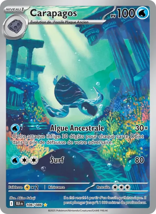 Carte Pokémon Carapagos 106/086 Illustration rare Foudre Noire