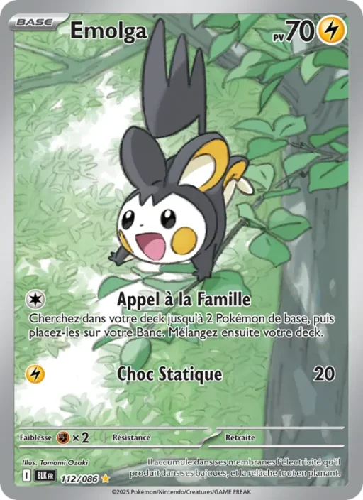 Carte Pokémon Emolga 112/086 Illustration rare Foudre Noire