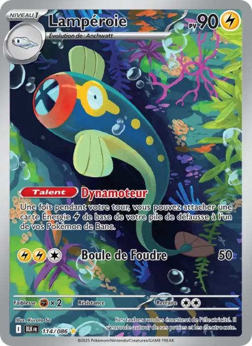 Carte Pokémon Lampéroie 114/086 Illustration rare Foudre Noire