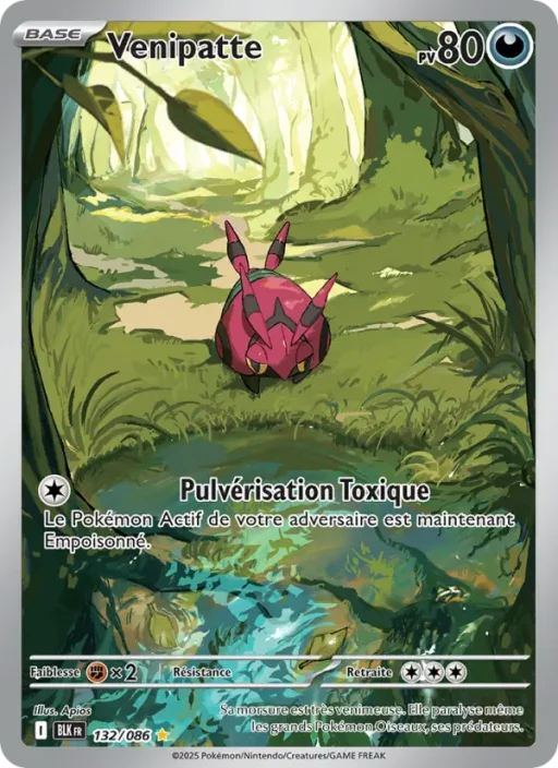 Carte Pokémon Venipatte 132/086 Illustration rare Foudre Noire
