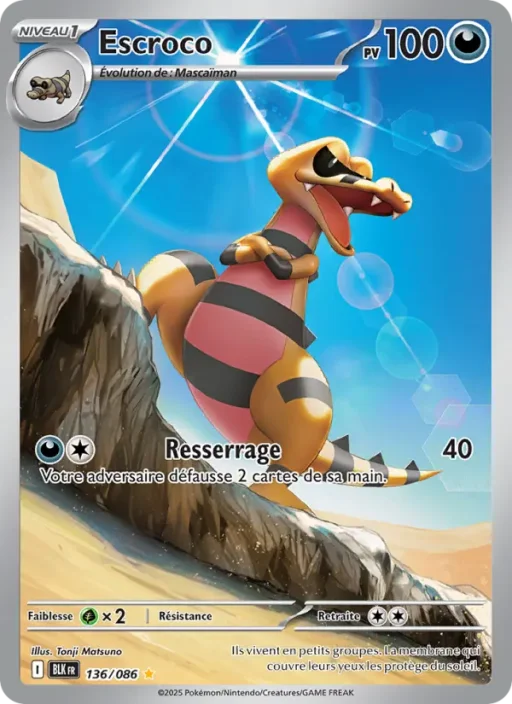 Carte Pokémon Escroco 136/086 Illustration rare Foudre Noire