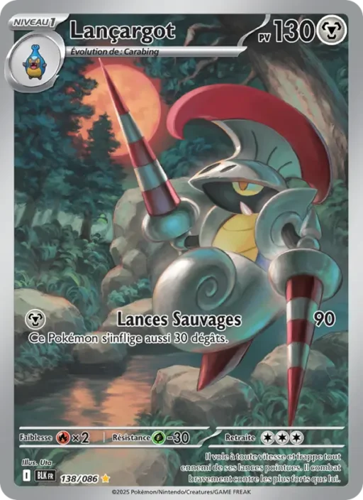 Carte Pokémon Lançargot 138/086 Illustration rare Foudre Noire