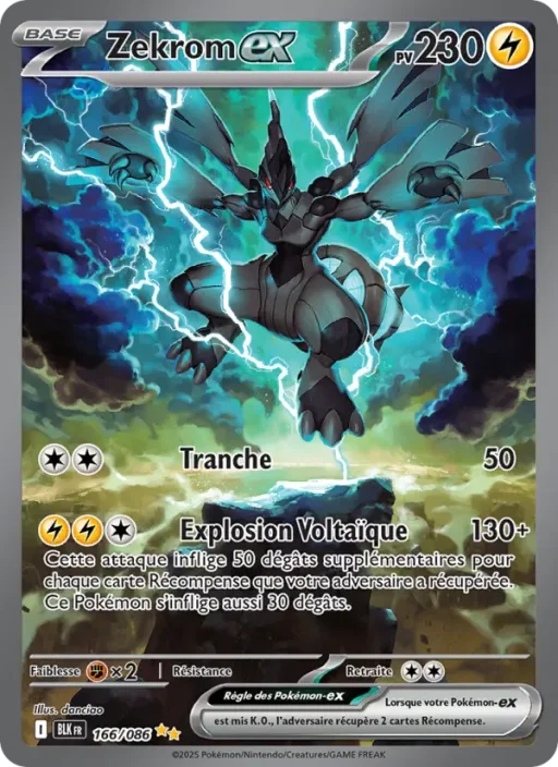 Carte Pokémon Zekrom-ex 166/086 Illustration spéciale rare Foudre Noire