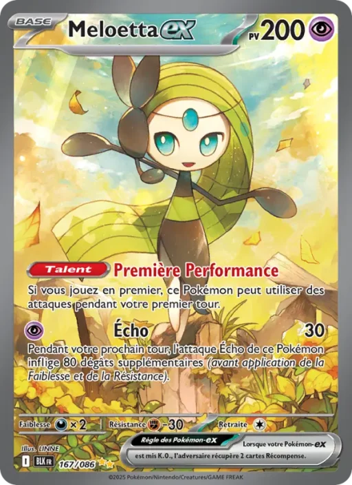 Carte Pokémon Meloetta-ex 167/086 Illustration spéciale rare Foudre Noire