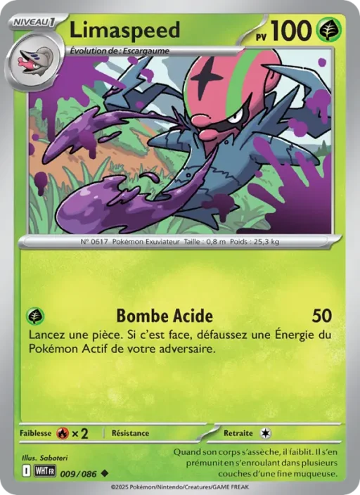 Carte Pokémon Limaspeed 009/086 Peu Commune Flamme Blanche
