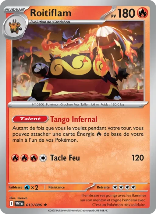 Carte Pokémon Roitiflam 013/086 Rare Flamme Blanche