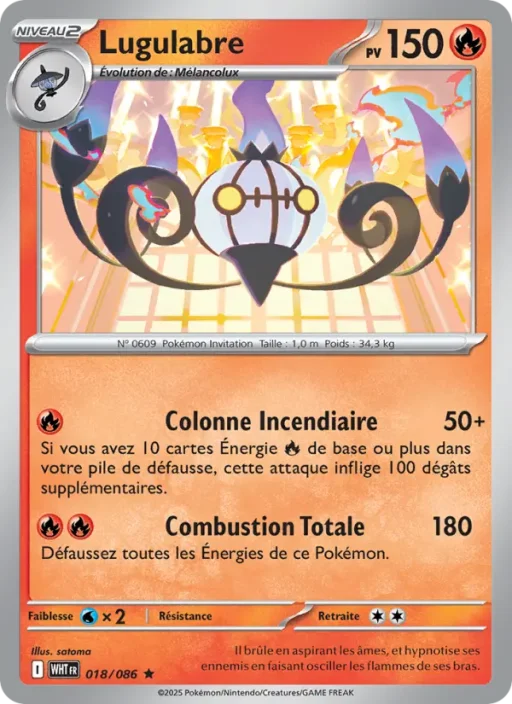 Carte Pokémon Lugulabre 018/086 Rare Flamme Blanche