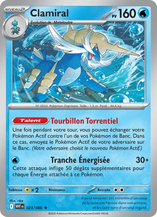 Carte Pokémon Clamiral 023/086 Rare Flamme Blanche