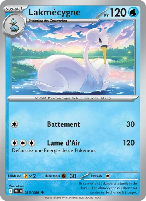 Carte Pokémon Lakmécygne 026/086 Peu Commune Flamme Blanche