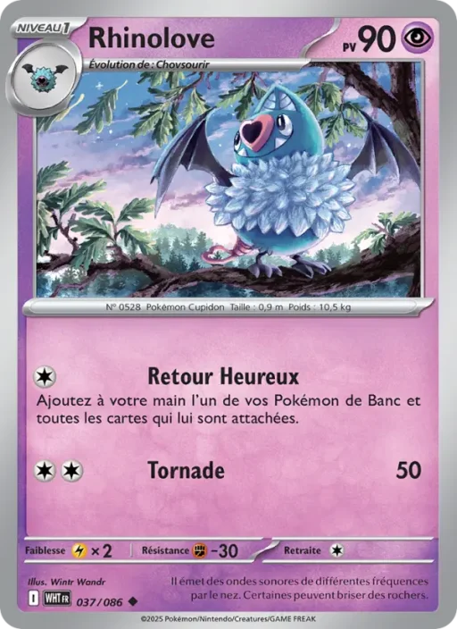 Carte Pokémon Rhinolove 037/086 Peu Commune Flamme Blanche