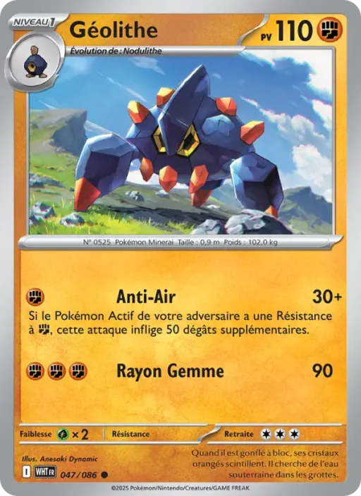 Carte Pokémon Géolithe 047/086 Commune Flamme Blanche