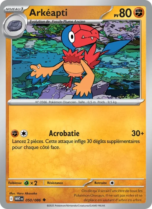 Carte Pokémon Arkéapti 050/086 Peu Commune Flamme Blanche