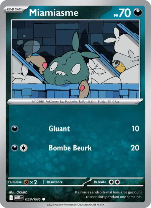 Carte Pokémon Miamiasme 059/086 Commune Flamme Blanche