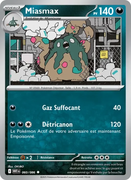Carte Pokémon Miasmax 060/086 Peu Commune Flamme Blanche