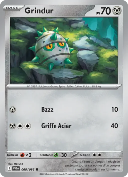Carte Pokémon Grindur 068/086 Commune Flamme Blanche