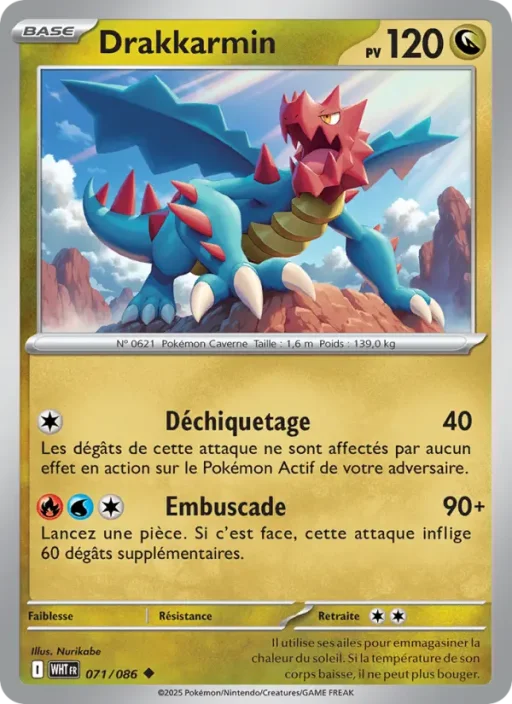 Carte Pokémon Drakkarmin 071/086 Peu Commune Flamme Blanche