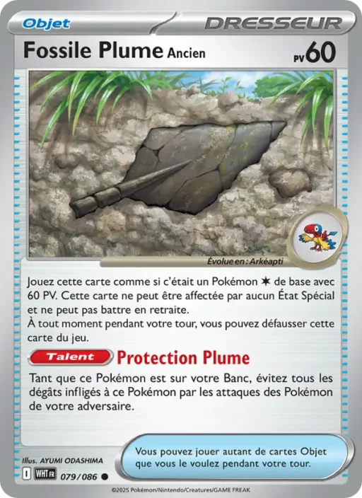Carte Pokémon Fossile Plume Ancien 079/086 Commune Flamme Blanche