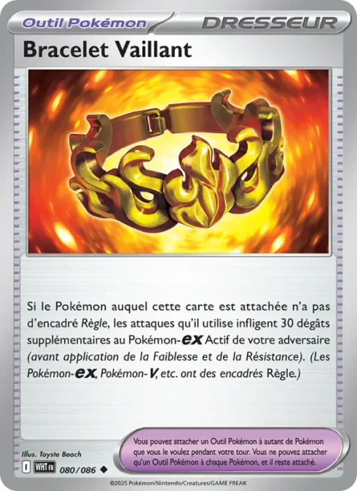 Carte Pokémon Bracelet Vaillant 080/086 Peu Commune Flamme Blanche
