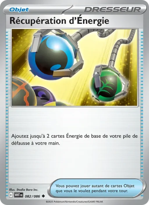 Carte Pokémon Récupération d'Énergie 082/086 Peu Commune Flamme Blanche
