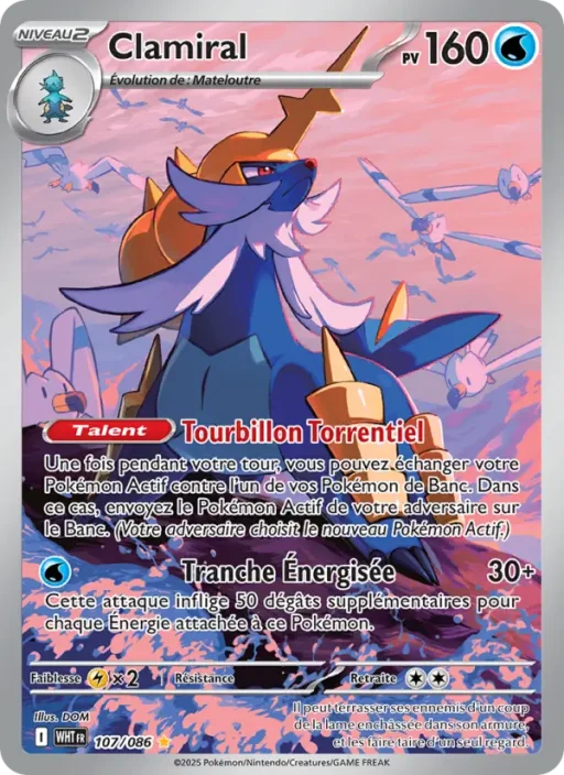 Carte Pokémon Clamiral 107/086 Illustration rare Flamme Blanche