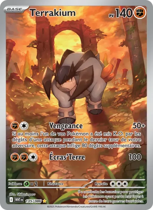Carte Pokémon Terrakium 135/086 Illustration rare Flamme Blanche