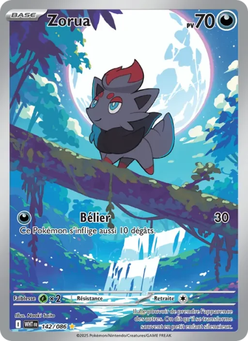 Carte Pokémon Zorua 142/086 Illustration rare Flamme Blanche