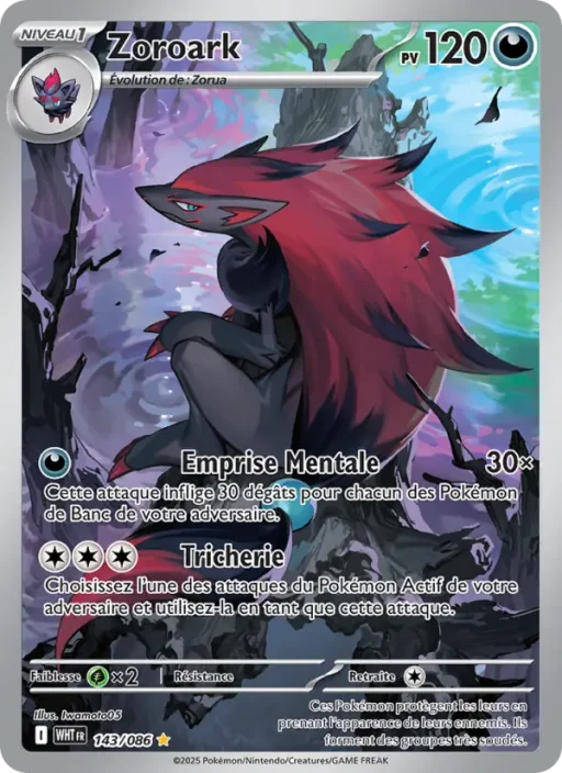 Carte Pokémon Zoroark 143/086 Illustration rare Flamme Blanche