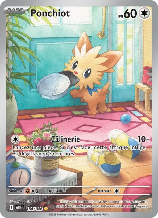Carte Pokémon Ponchiot 154/086 Illustration rare Flamme Blanche