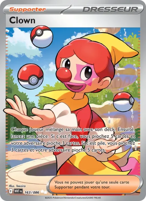 Carte Pokémon Clown 163/086 Ultra Rare Flamme Blanche