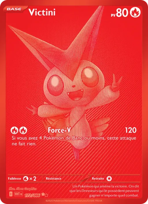 Carte Pokémon Victini 172/086 Rare Noir Blanc Flamme Blanche