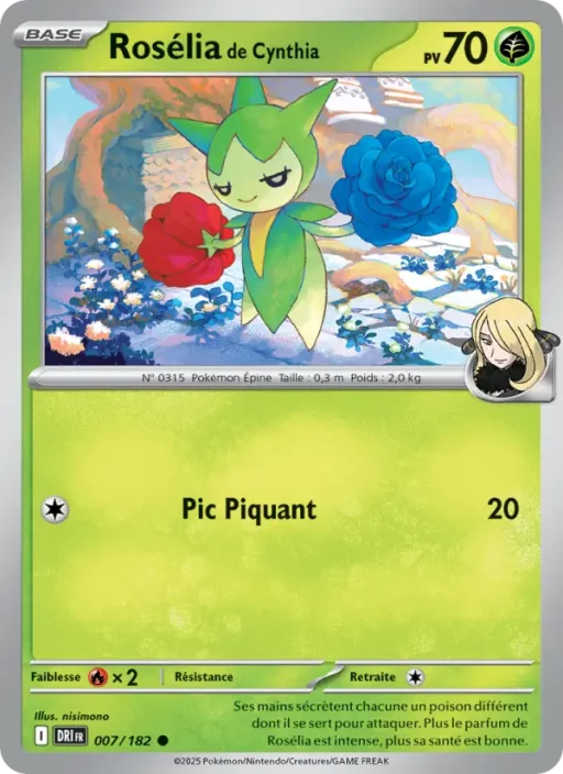 Carte Pokémon Rosélia de Cynthia 007/182 Commune Rivalités Destinées
