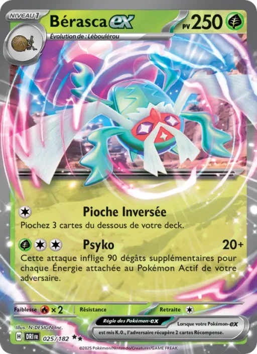 Carte Pokémon Bérasca-ex 025/182 Double rare Rivalités Destinées