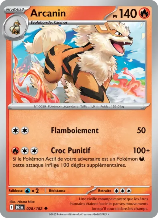 Carte Pokémon Arcanin 028/182 Peu Commune Rivalités Destinées