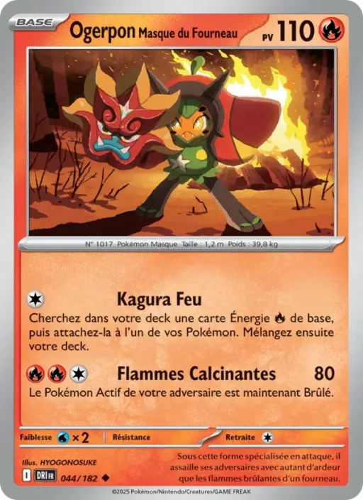 Carte Pokémon Ogerpon Masque du Fourneau 044/182 Peu Commune Rivalités Destinées