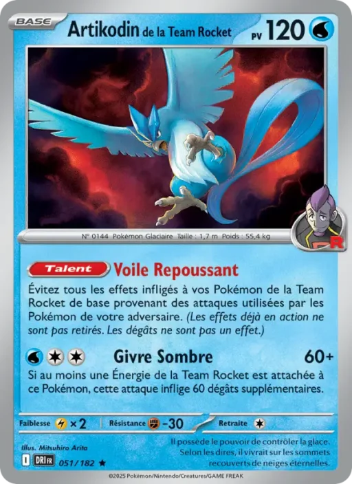 Carte Pokémon Artikodin de la Team Rocket 051/182 Rare Rivalités Destinées